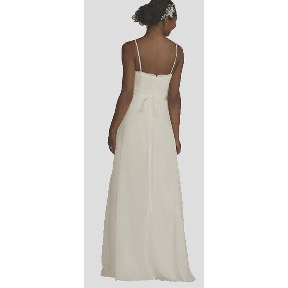 DB Studio Wedding Dress NWT Sz 10 Scalloped V-Neck Lace Bodice A-Line Soft White - Picture 16 of 16